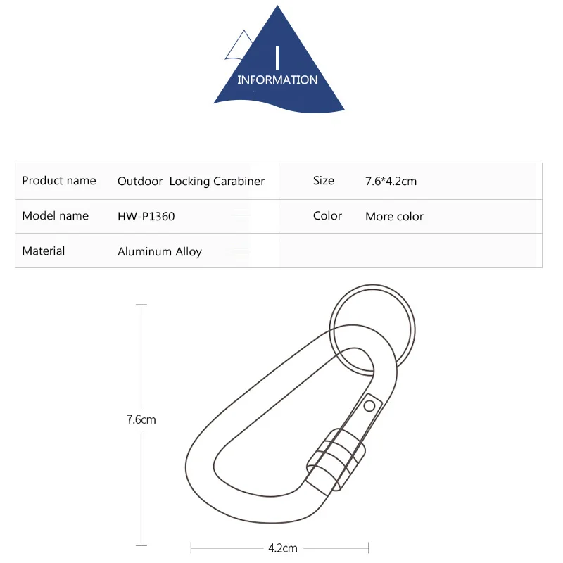 

Hewolf 2pcs Aluminum D-ring Carabiner Outdoor Climbing Safety Buckle Keychain Travel Camping Snap Hook Survival Locking 3 color