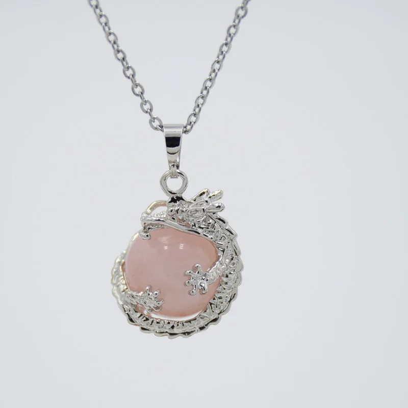 Ожерелье с подвеской из натурального аметиста розового кварца авантюрина опала