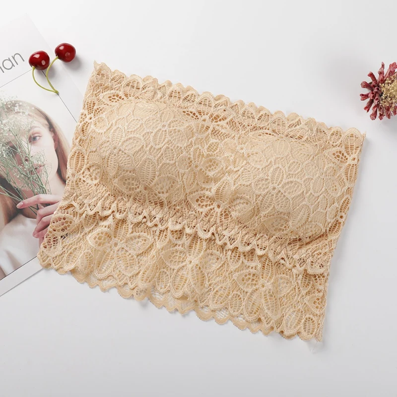 Women Tube Top Strapless Sexy Lace Bra Underwear Elastic Bandeau Tops Lingerie Breast Wrap Crop For Bralette | Женская одежда