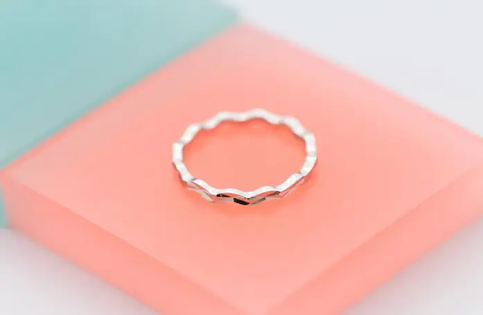 1pc Width 3mm Small Thin Ring REAL.925 Sterling Silver fINE jEWELRY Carved Engraved Waterwave GTLJ1330 | Украшения и аксессуары