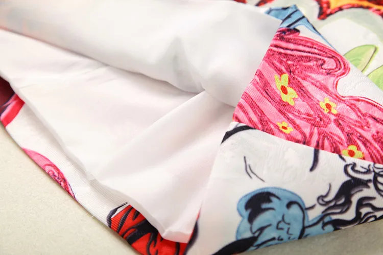 

Women Runway Dress High Quality Summer O-neck Sleeveless Printed Beading Sequined Casual Lady Dresses