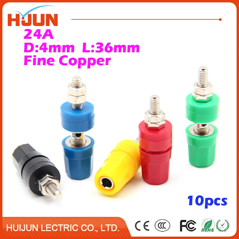 

10pcs 4mm 24A Copper Banana Socket Plug Binding Post for Audio Speaker Adapter Amplifier Wire Power Female Terminal Connector