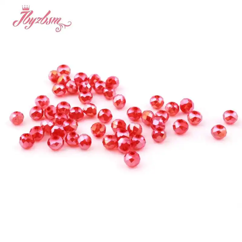 Red AB Разноцветные 50 шт Австрийские хрустальные стеклянные бусины Rondelle, граненые свободные разделители для самостоятельного изготовления ювелирных изделий, ожерелье, бусины Breaclet 3*4 мм - Цвет: Red AB