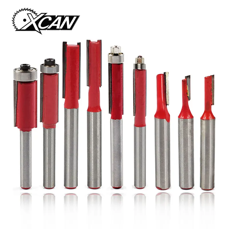 XCAN 1/4 ''хвостовик древесины фрезы прямой рифленый фрезы один два рифленых подшипника Guibded триммер древесины фрезы