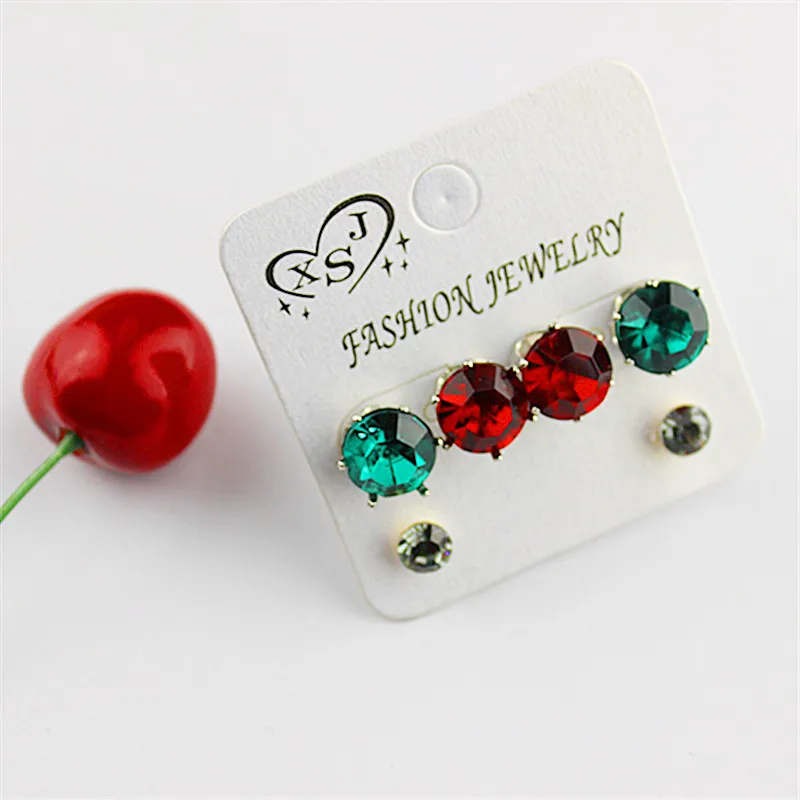 New popular Christmas lady wholesale jewelry factory girls birthday party gorgeous red green gray stud earrings g | Украшения и