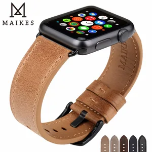 Ремешок MAIKES из натуральной кожи для Apple Watch 42 мм 38 мм Series 6 5 4 3 2 1 iWatch Band 44 мм 40