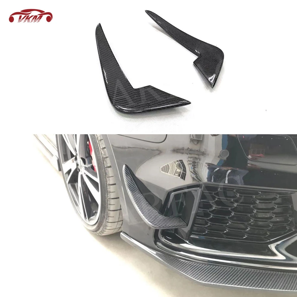 Jual 2PCS Mobil Bumper Depan Foglamp Pisau Udara Sirip Hiu Winglet Untuk Audi RS3 Serat Karbon Sisi Canard Celemek