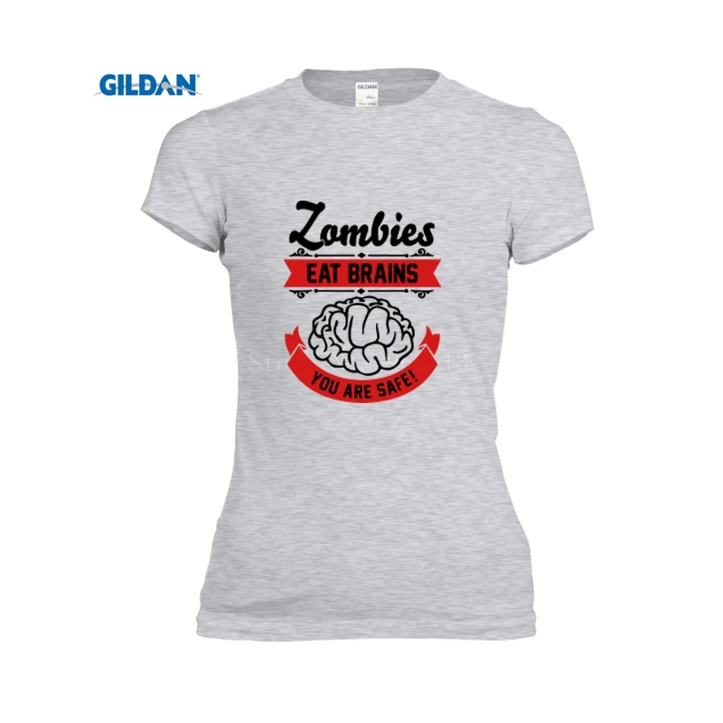 Одежда женская Футболки зомби едят мозги модный топ для женской одежды 2017