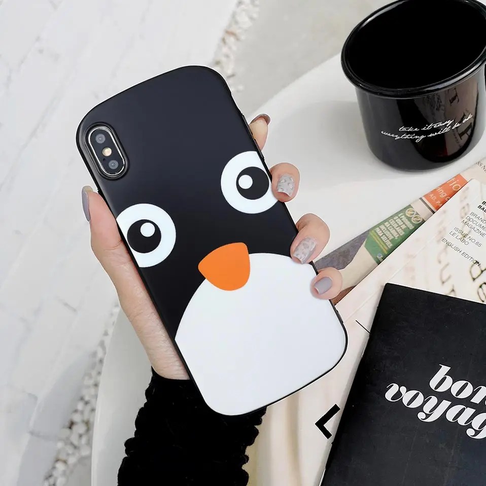 Милый чехол для телефона с пингвином iPhone XS Max 6 7 8 мягкая задняя крышка из ТПУ S Plus X