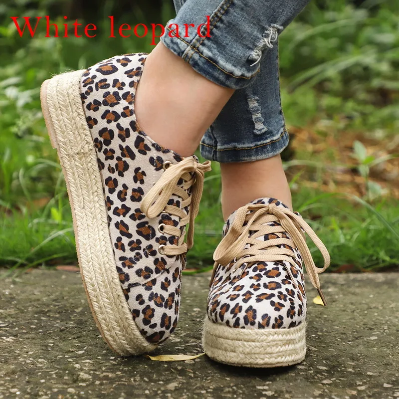 white leopard MoneRffi Espadrilles; Модные женские кроссовки; Zapatos De mujer; женские кроссовки; удобная обувь на плоской подошве; chaussures femme; женская обувь - Цвет: white leopard