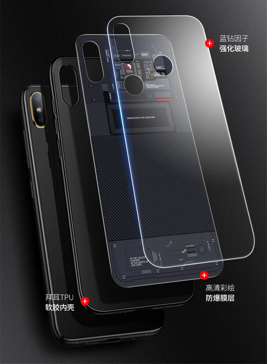 Чехол Aixuan для Xiaomi Mi play стеклянный чехол Mi8 силиконовый ударопрочный Роскошный