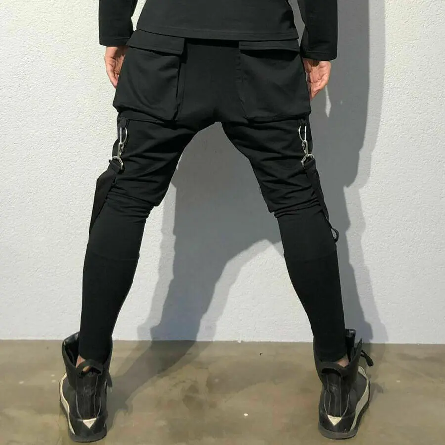 Весенние новые мужские длинные штаны для бега фитнеса брюки с заниженным шаговым