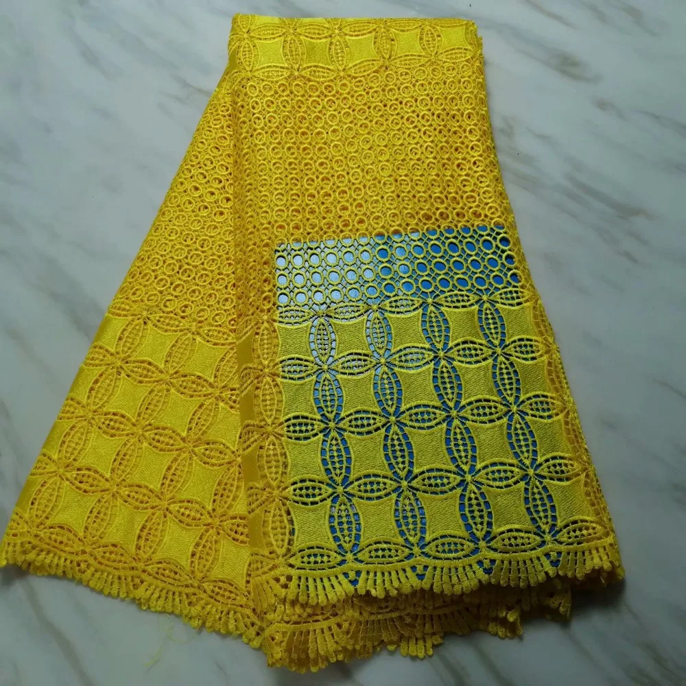 2019 high quality Water soluble gold line French Swiss net lace African tulle mesh Cord fabric for dress 5yards/lot GOLD | Дом и сад
