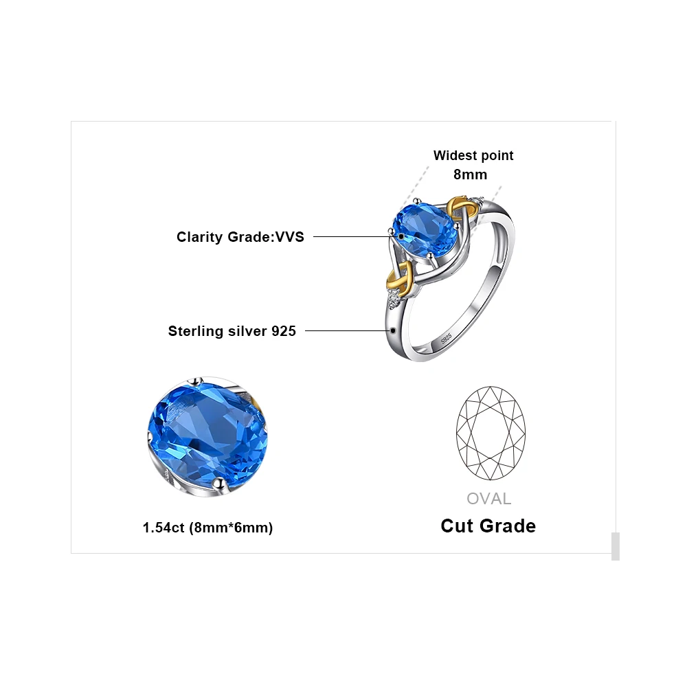 JewelryPalace Любовь Сердце Узел 1.5ct Природный Голубой топаз настоящий бриллиант
