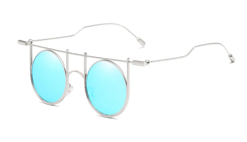 Matte silver w blue LEIDISEN, стимпанк, круглые солнцезащитные очки, es, для мужчин и женщин, фирменный дизайн, солнцезащитные очки, es, металл, панк,, новинка, стекло, Oculos, Ретро стиль, высокое качество - Цвет линз: Matte silver w blue