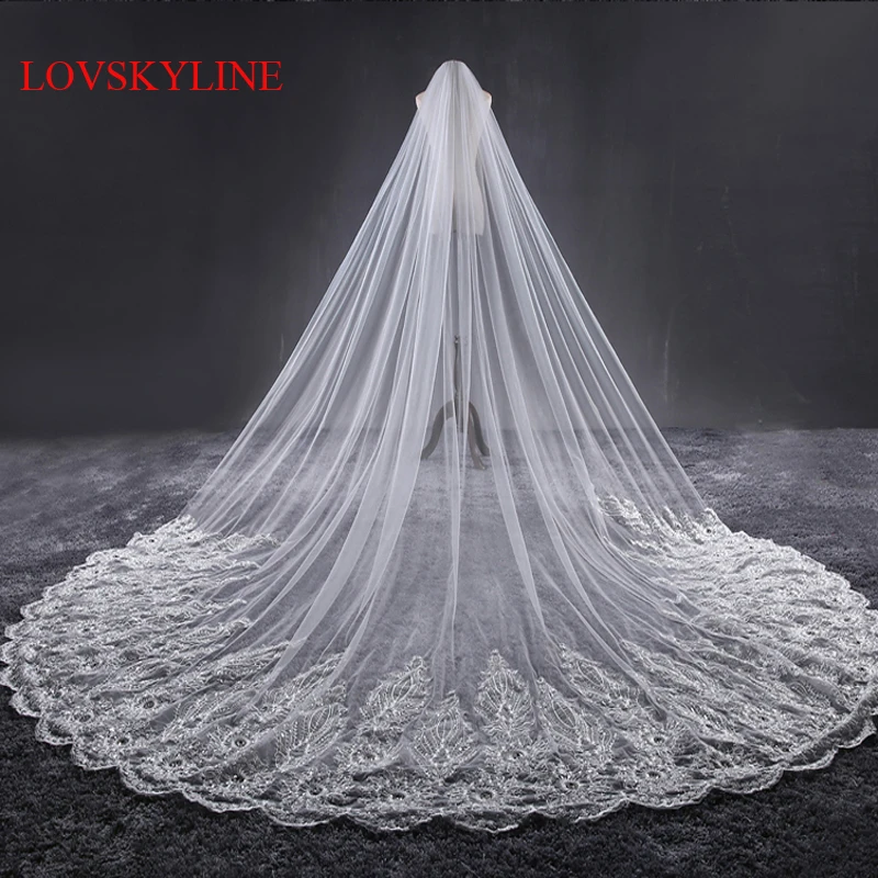 Фата свадебная без гребня с длинными кружевными краями 3 2 м|cathedral wedding veil|wedding