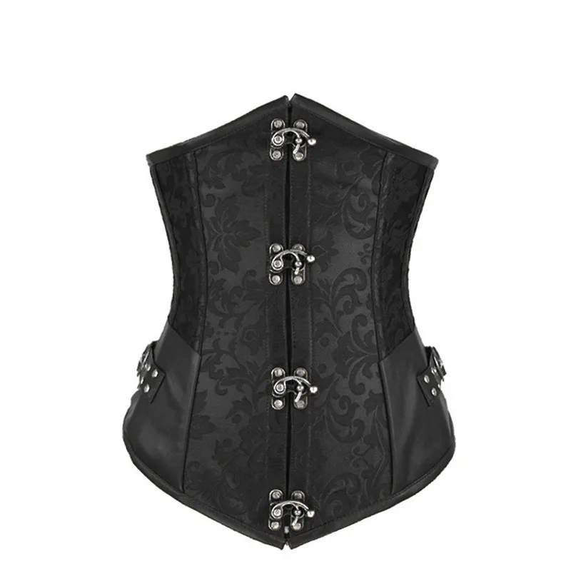 

New Steampunk Corset Brown Black Steel Bone Underbust Corsets Dobby Corselets Sexy Waist Slim Bustiers Waist Cincher corset