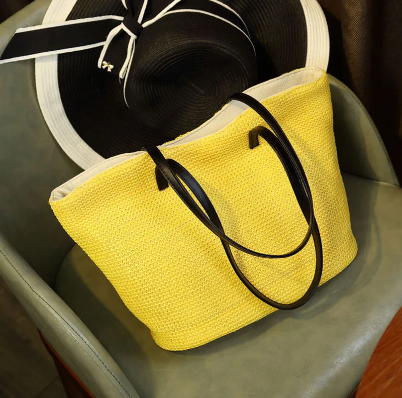 2017 Горячая Летняя Пляжная сумка для отдыха соломенный женский простой тоут