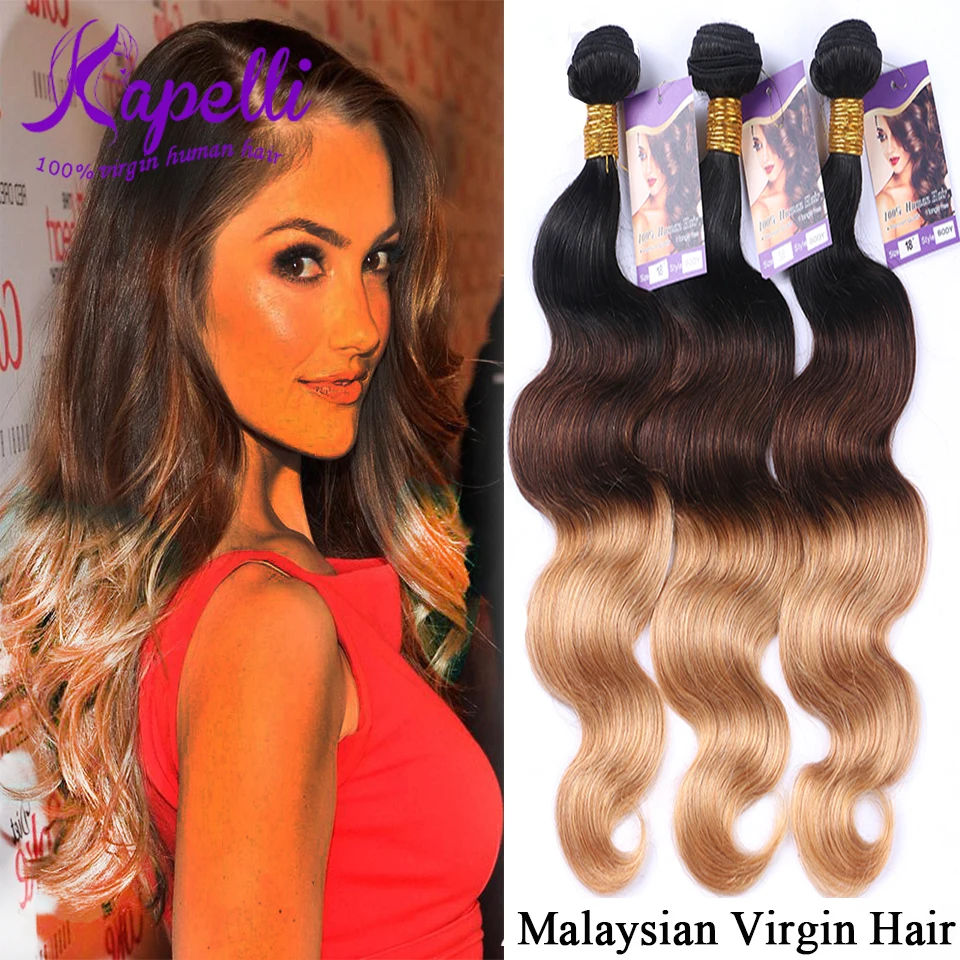 8A Malaysian virgin hair wigs for black women ombre body wave weave bundles 1B/4/27 Body Wave Ombre 3Pcs/Lot |