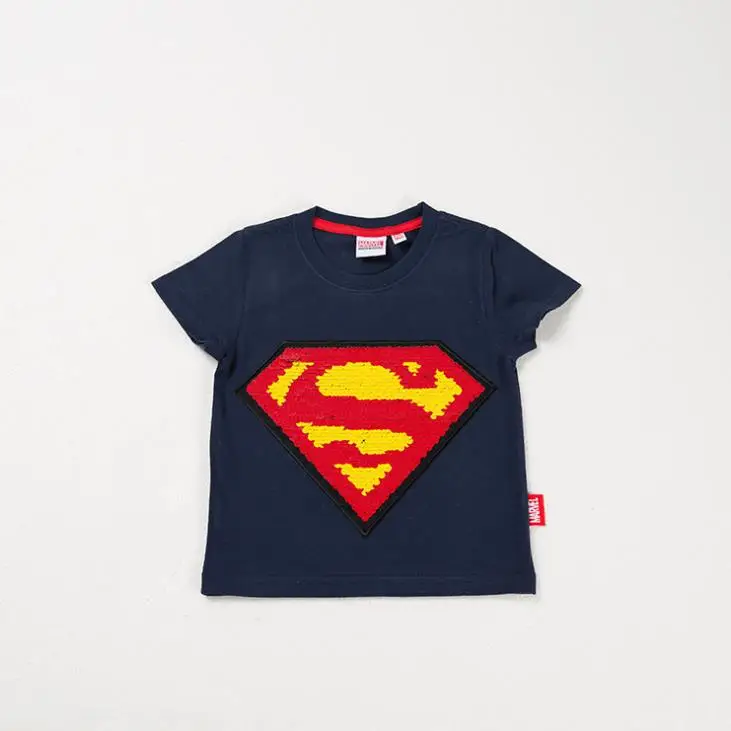 Boy Superman Cosplay Kids Costume T-shirt Cartoon Anime Sequins Short sleeve Children Jacket White/grey/black/blue | Тематическая