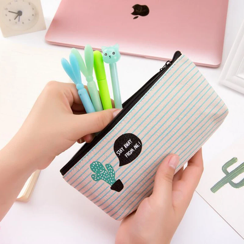 Чехол Карандаш кактус с изображением фламинго симпатичный тканевый прочный