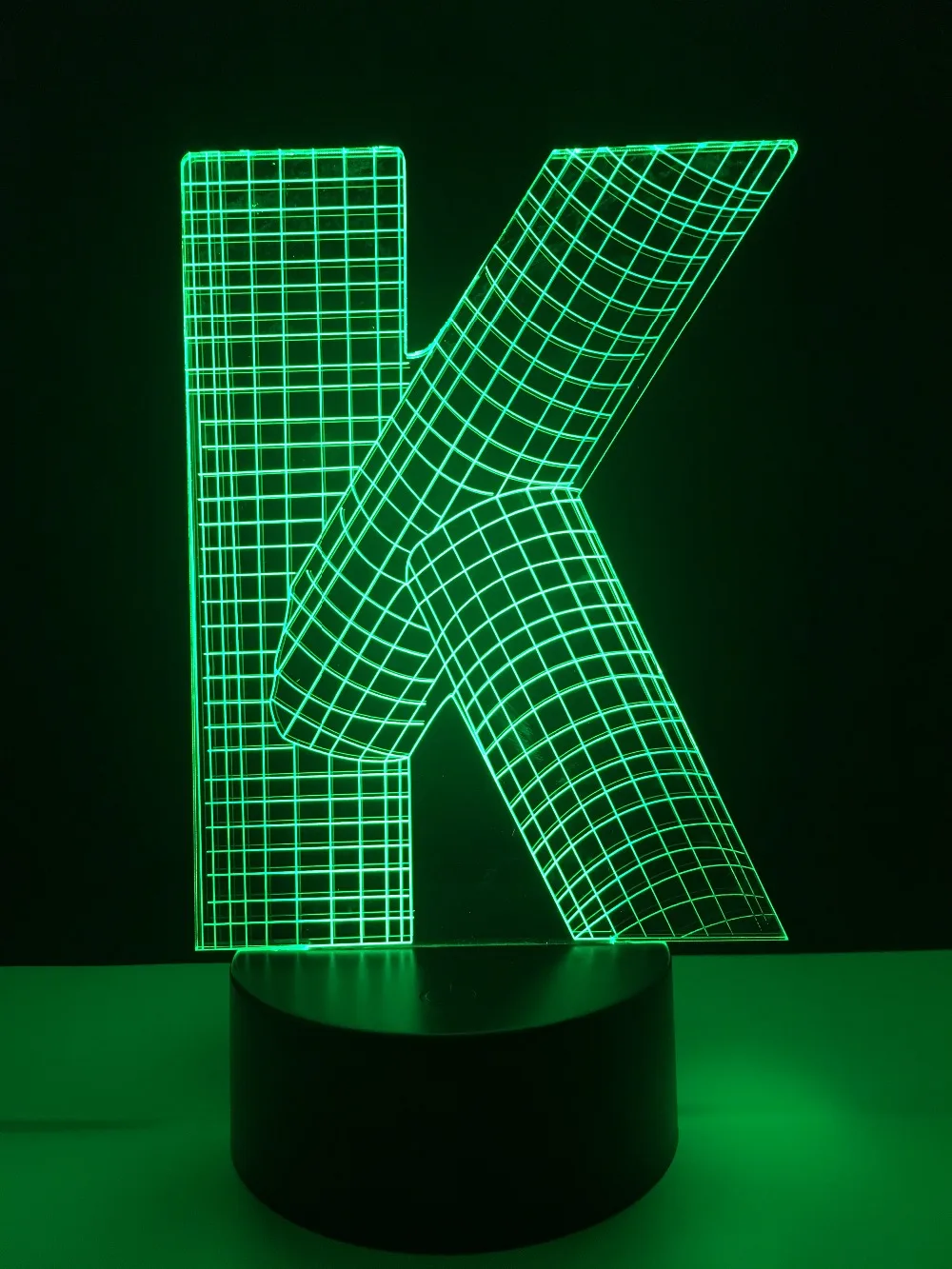 Уникальный 3D лампа в форме алфавитной буквы K 7 цветов Изменение градиент стол Led