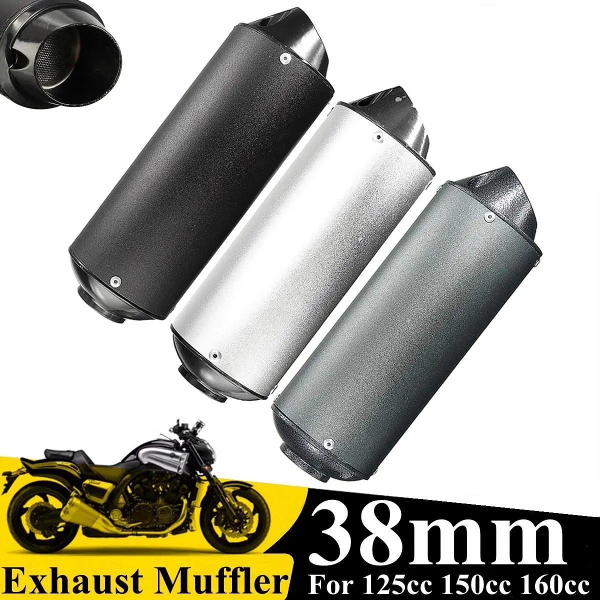 38 мм мотоцикл глушитель выхлопной трубы из алюминиевого сплава для 125cc 150cc 160cc Dirt Pit Bike ATV для Kawasaki