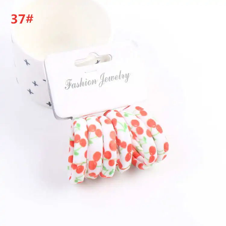 style 37 6 шт./комплект, милые эластичные резинки для волос для девочек, трикотажные резинки для волос, резинка для волос, резинки для волос - Цвет: style 37