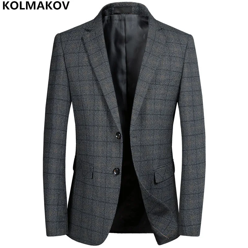 KOLMAKOV новые мужские блейзеры Мужской рабочий костюм серый мужской классический