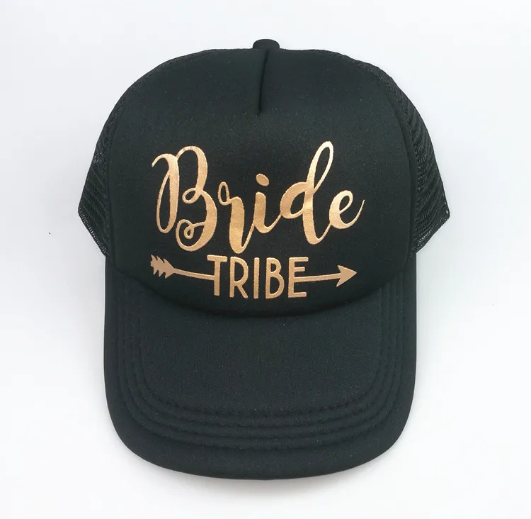 Закрытая акционерная Компания C& Fung надпись «Bride Tribe» девичник Snapback Кепка Дальнобойщика девичник золотыми буквами со стрелками, с надписью "bride to be" надпись «Bride Tribe» бейсбольные шапки - Цвет: tribe black hat 2