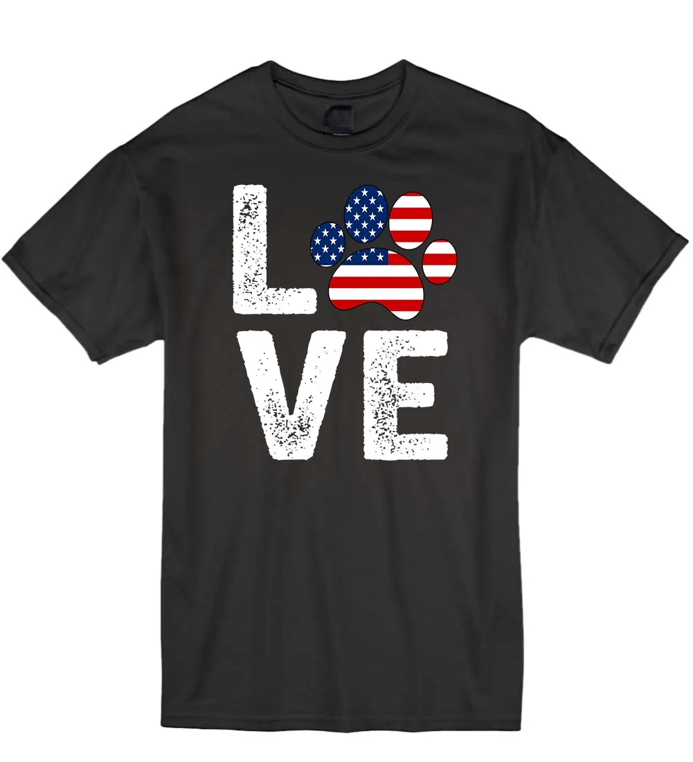 Футболка унисекс с надписью Love Dog Stars And Stripe USA America K9|stars and stripes|t shirtt shirt star |