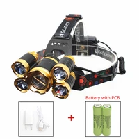 zoom headlamp usb rechargeable 5 led adjust focus light headlight 1 t6 4 xpe lamp camping fishing light with 18650 pcb battey