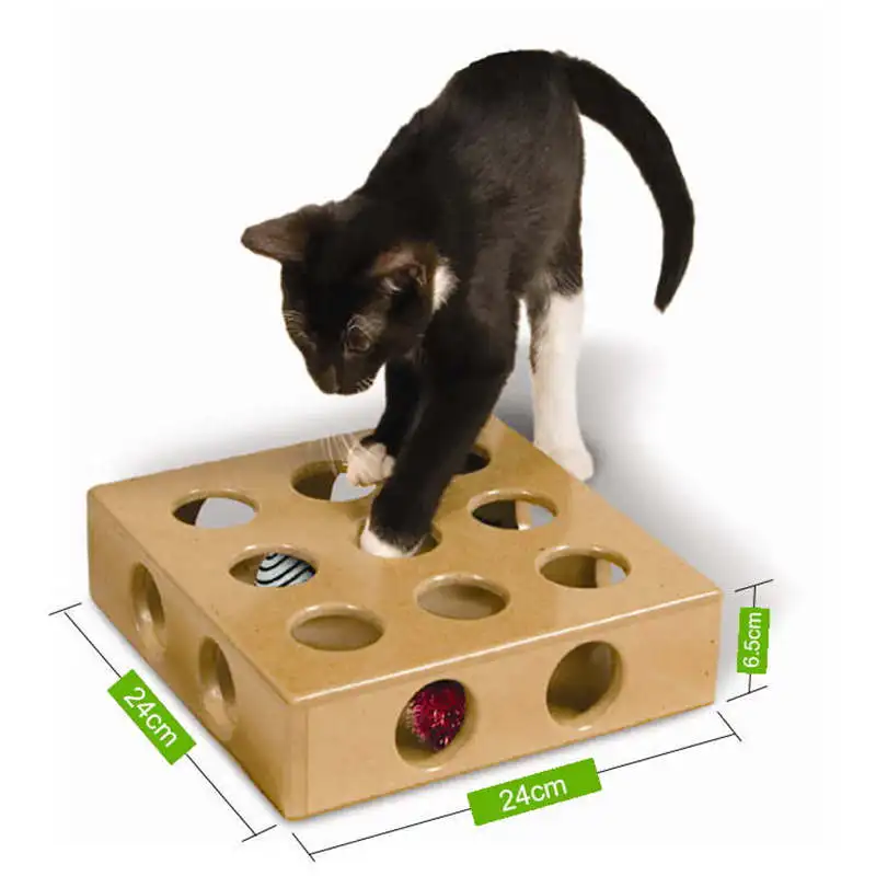 Cat Toy Pet Peek&ampPlay Box Cats Hide&ampSeek Scratching Funny Platform Kitty Puzzle Toys with Balls | Дом и сад