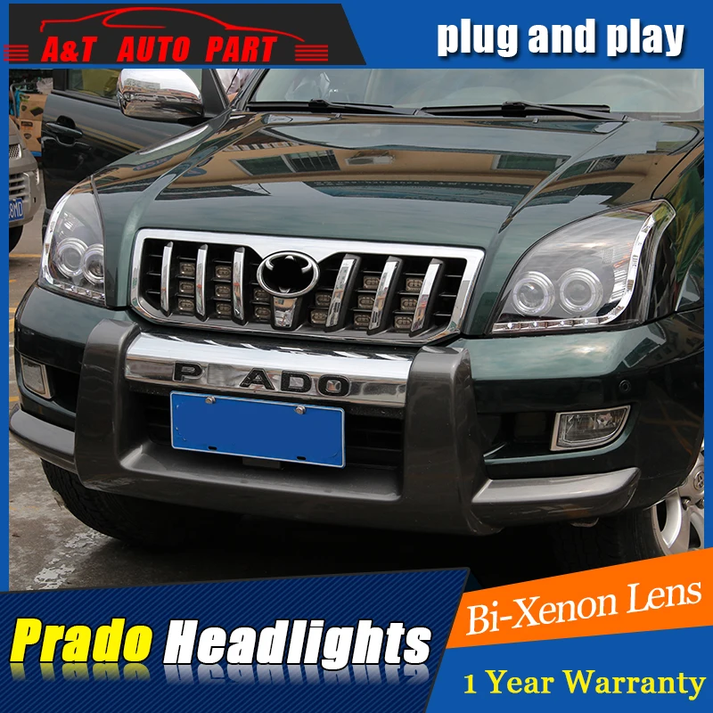 Автостайлинг фары для toyota PRADO 2003-2009 светодиодный ная передняя фара Angel eye DRL