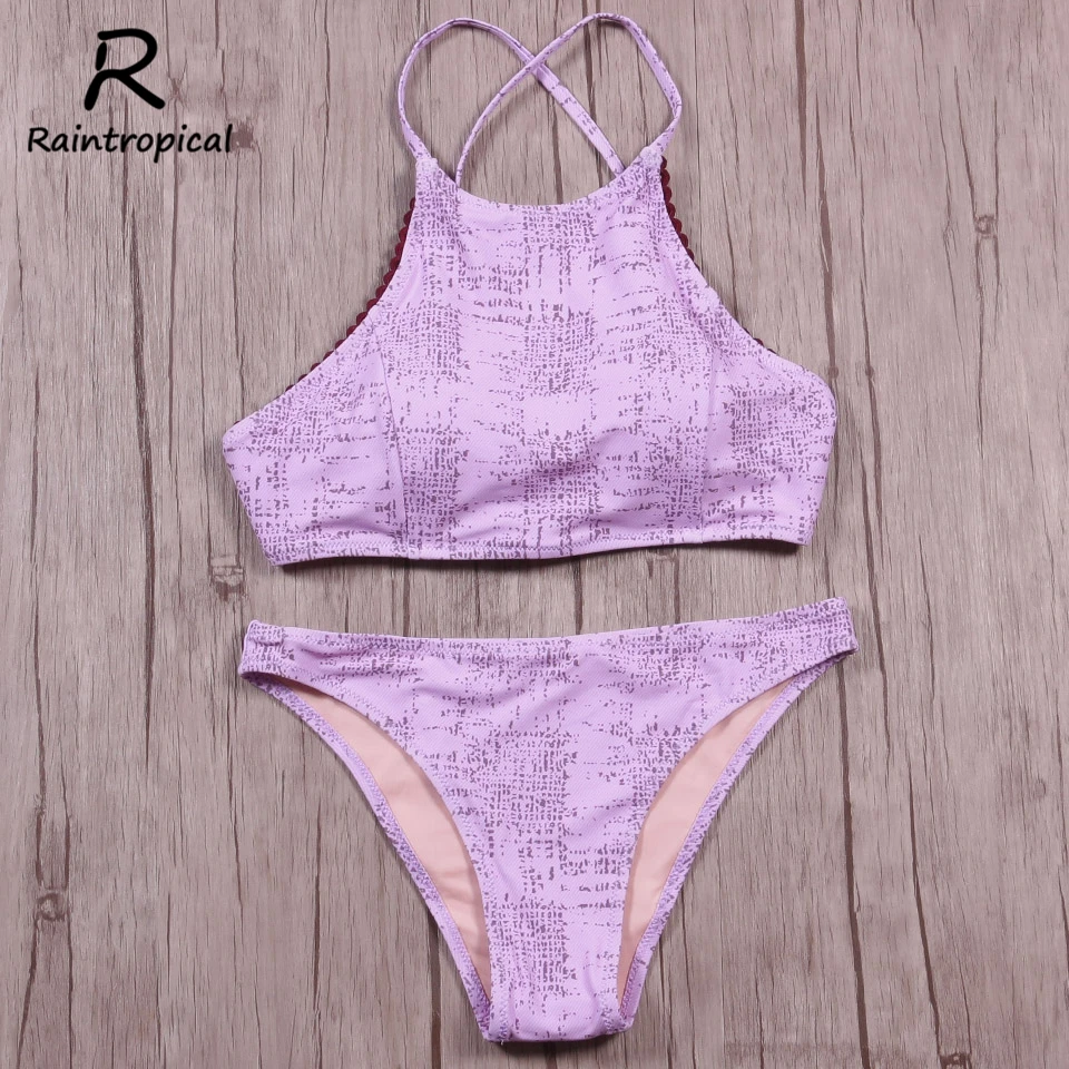 Женский купальник бикини с высокой горловиной Raintropical бразильский принтом