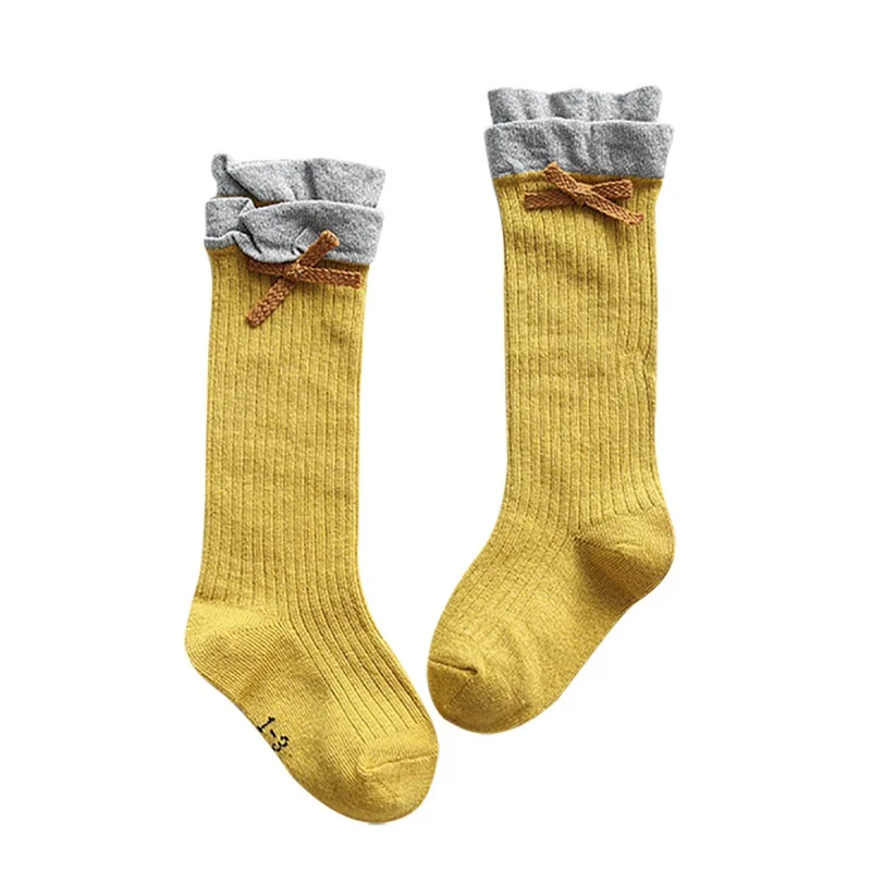Носки для малышей милые носки детей от 12 до 24 месяцев хлопковые длинные с бантом