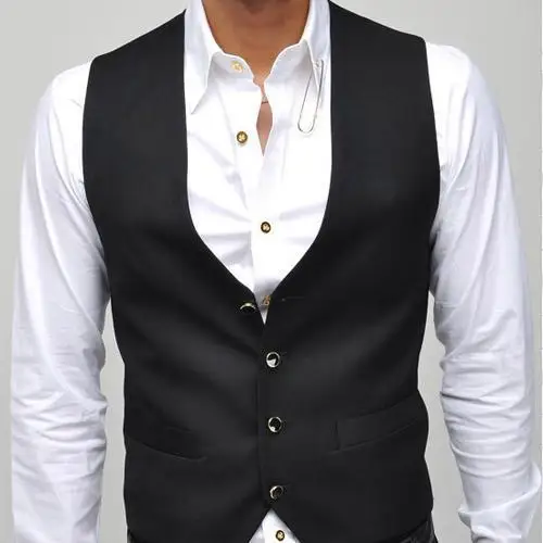 Formal Dress Suit Vests for Men Plus Size 3XL Slim Fit Mens Vest Casual Business Waistcoat Men's Gilet Colete Masculino | Мужская