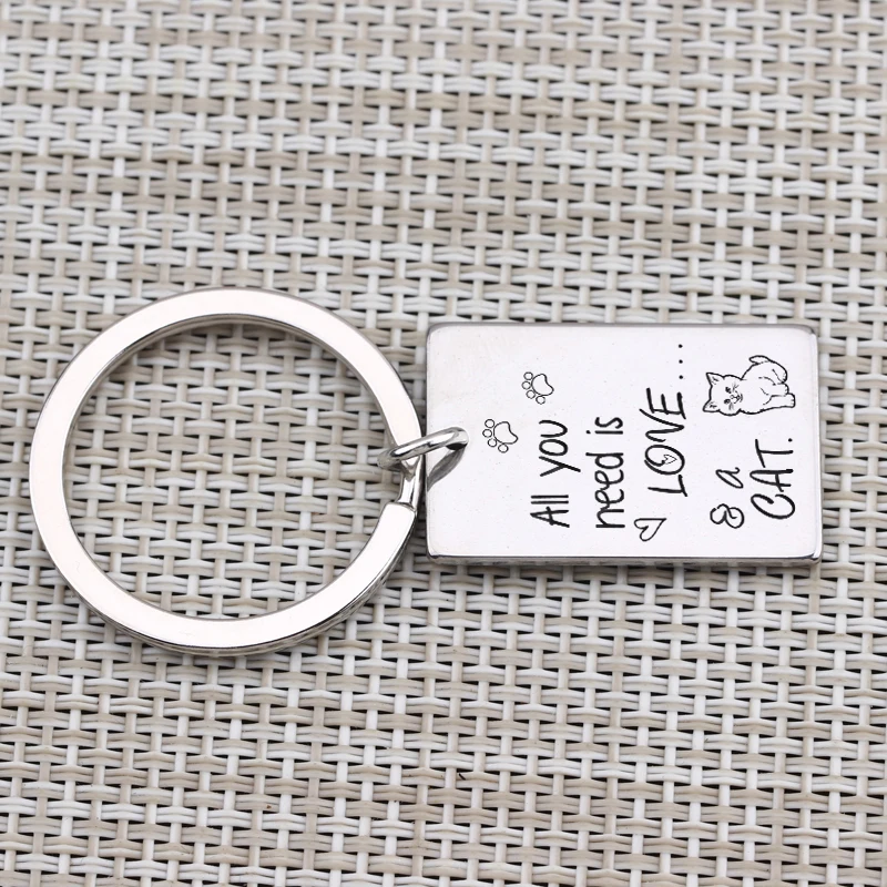Fashion Key Chain Hand Stamped Pets Cat Lover Cute Car Keyring 3 Colors Choose For Owner Jewelry Charm Gift | Украшения и