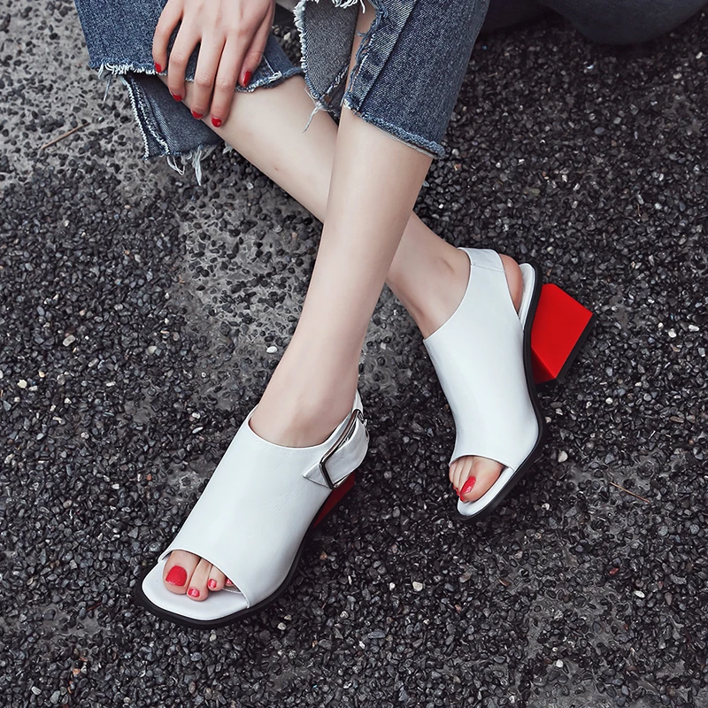Босоножки женские из натуральной кожи на высоком каблуке размеры 34-42 | Обувь