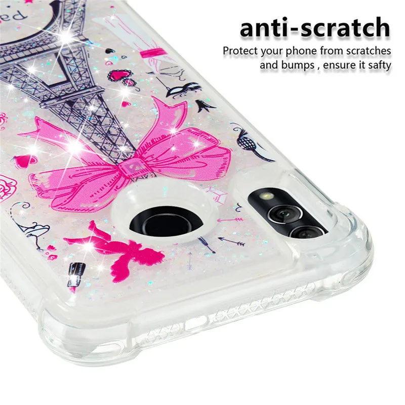 Cartoon Paris Bling skin Glitter Quicksand Liquid Mobile Phone Clear Back case For Sony XZ2 Compact L2 XA2 XA1 XZ1 XZ Premium |