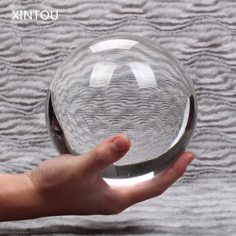 XINTOU Large K9 Crystal Glass Ball Clear Feng shui Desk Ornaments Good luck Sphere Globe Crafts For Home Decoration Accessories | Дом и сад