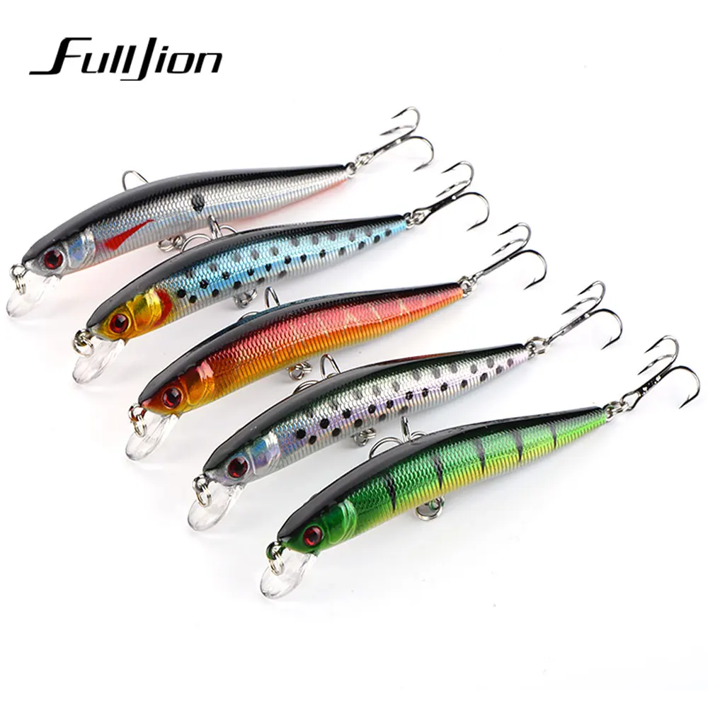 Fulljion 5 шт./лот 9 см 8 7 г рыболовные приманки Воблеры Minnow 6 # крючки 3D глаза воблеры