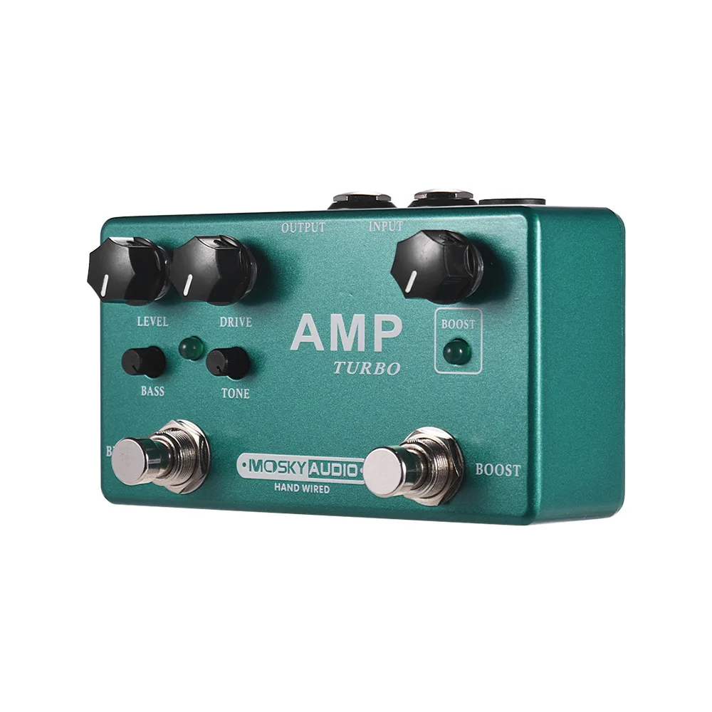 MOSKY AMP TURBO 2-в-1 гитарная педаль Boost + Классический Overdrive эффекты металлический
