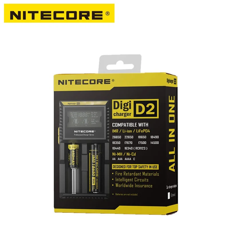 Зарядное устройство Nitecore D2 с ЖК-дисплеем универсальное умное зарядное для