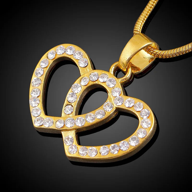 Женская романтичная подвеска с цепочкой в форме сердца желтое золото | Украшения