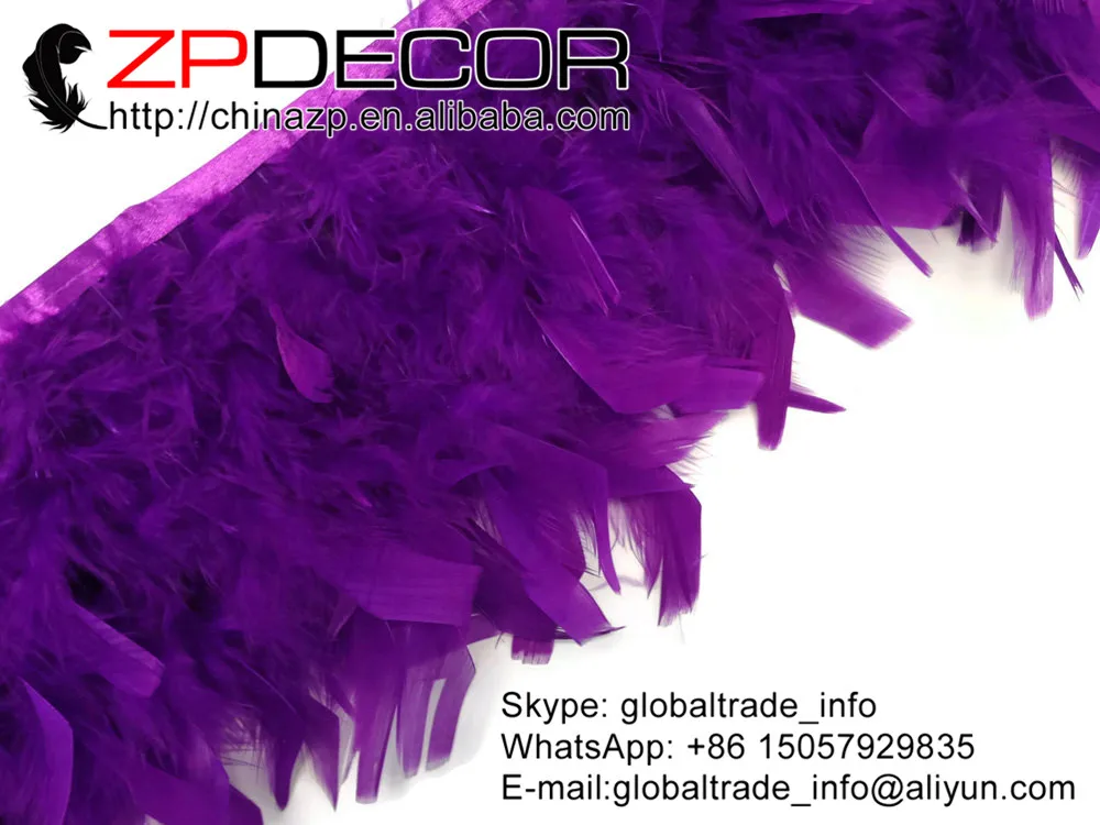 

ZPDECOR 10yards/lot 4-6inch High Quality Purple Dyed Turkey Fluffy Chandelle Feather Trimming for Wedding Party Costumes