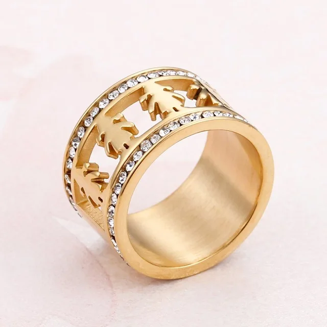 Fashion Gold/Silver Girl Shape Rings For Women CZ Stone Rhinestone Party Anniversary Rings New Year Gifts Stainless Steel Rings