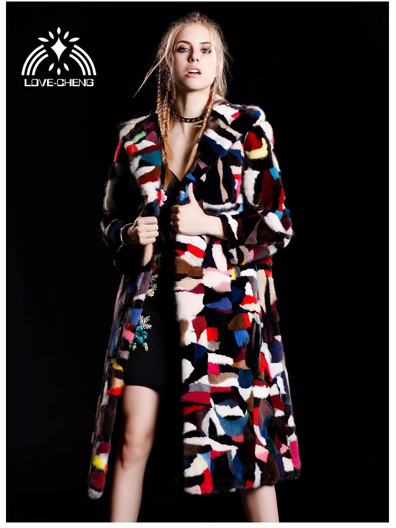 Новинка оригинальная Женская длинная разноцветная куртка верхняя одежда пальто