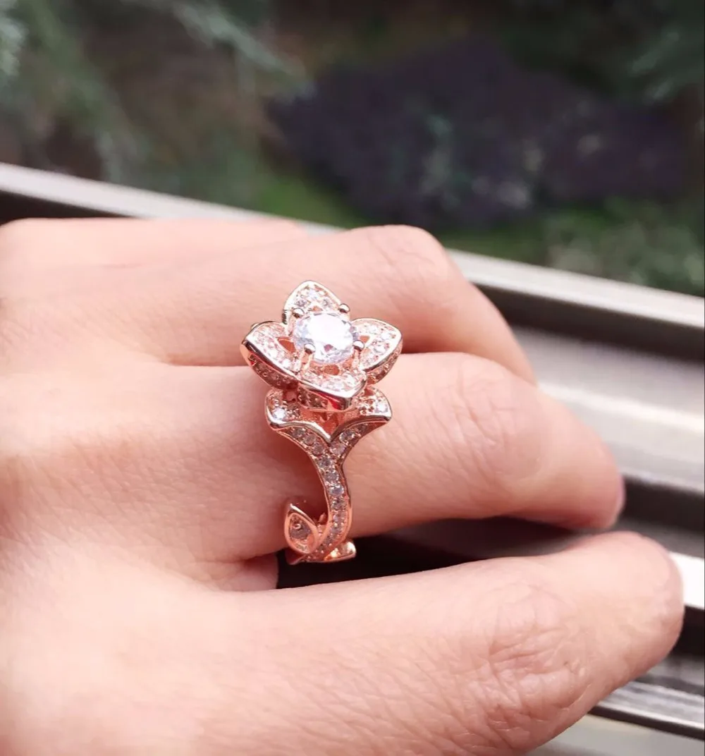 Новинка 2017 классические женские кольца с микро цветком и кубическим цирконием