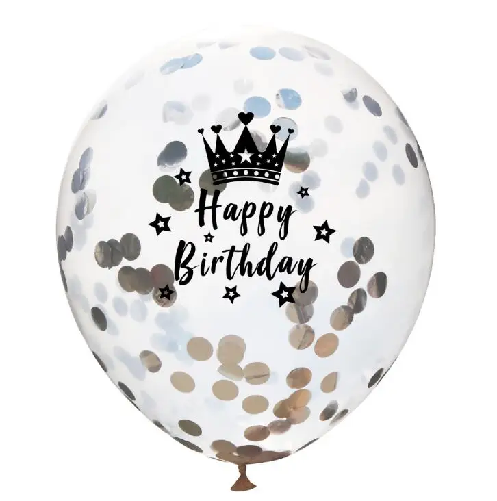 Silver Birthday 5 шт. 50th 30th 21th воздушный шар 12 дюймов прозрачный розовый Золотой Серебряный конфетти Корона День рождения украшения взрослый прозрачный баллоны - Цвет: Silver Birthday